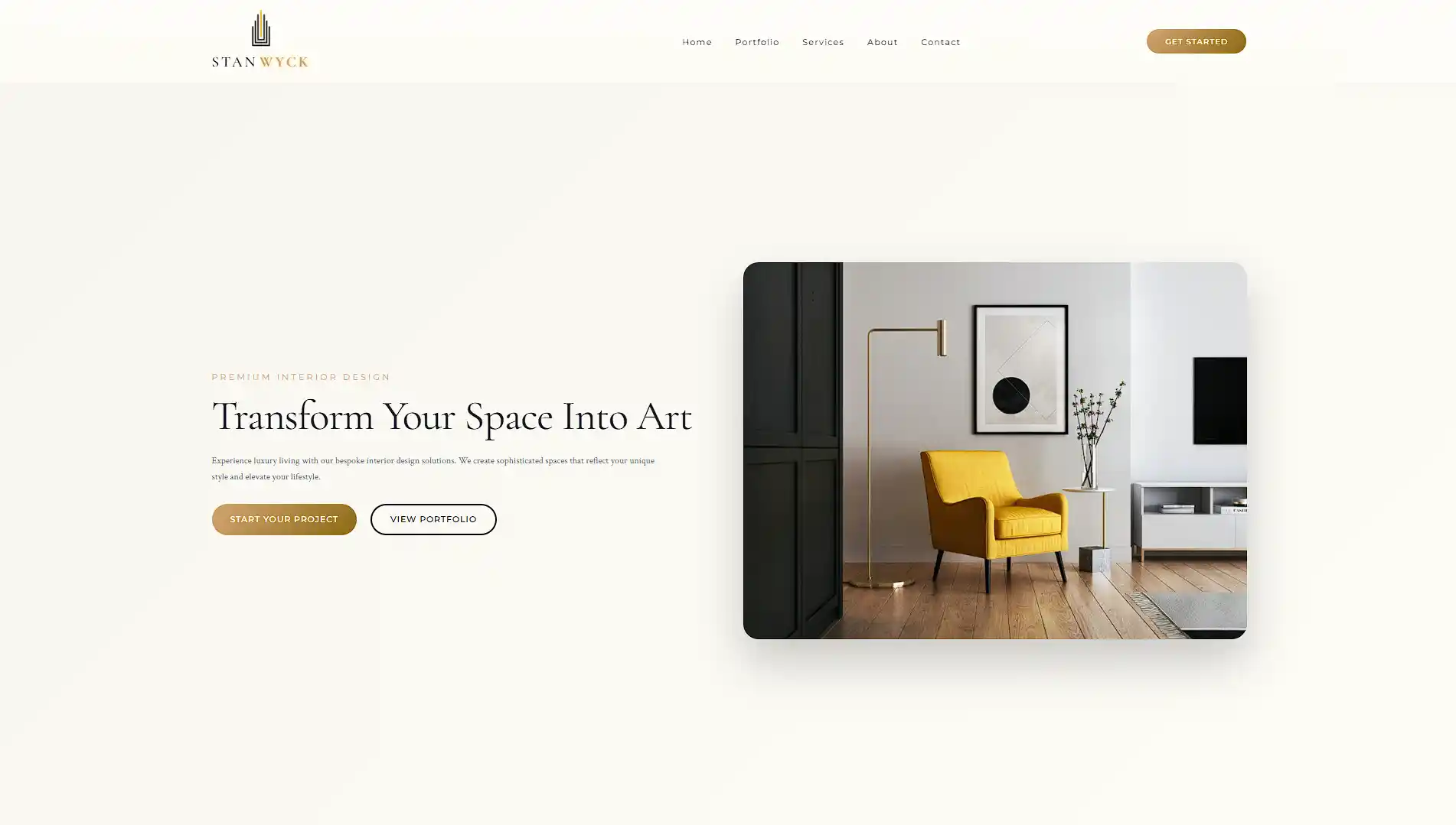 Stanwyck Interior Design portfolio website — premium interior design site designed by NAFROK, Bangalore